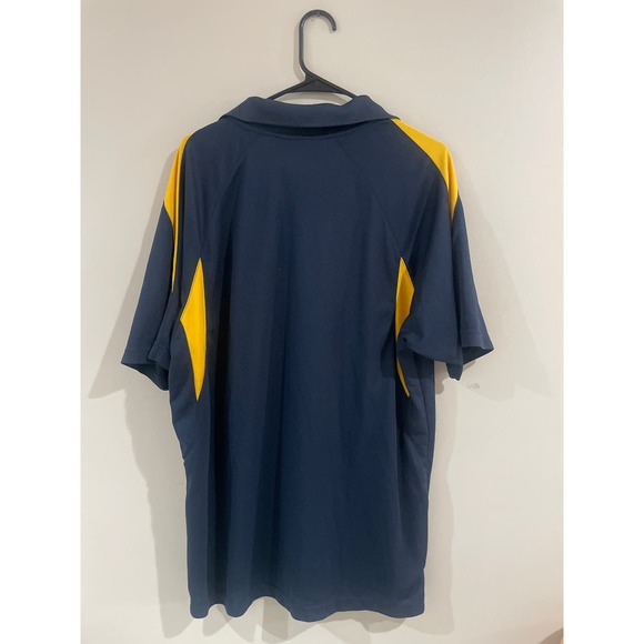 Men’s Medium WVU Golf Polo West Virginia University Mountaineers Navy Yellow - Picture 3 of 3